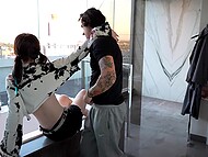 Slim emo shemale PuppygirlXO knocked the wrong door and had her asshole used by a stranger guy 5