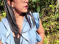 Cute Latina female Kylei Eellish was caught and banged by the dude in the woods 4