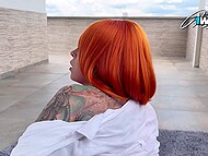 Red-haired seductress Anitta Miller flaunts her plump Latina rear on the outdoor terrace of her residing 8