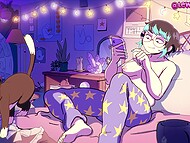 LewdFroggo's Pillow Princess porn of the big-tittied wench taking immense dick into her slit 8