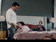 Stepdaughter Leana Lovings moans as Ryan Driller's firm hand freezes her body, delivering an orgasm of a lifetime 5