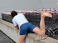 Kinky voyeur gazes upon her towering, captivating toes and worships them in the parking lot 11