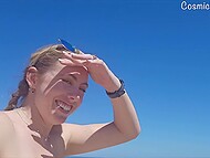 Busty blonde CosmicKitti lounges on sun-kissed sand of the nudist beach, in Argentina's delight 8