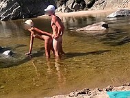 Horny exotic Latina eagerly enjoys stroking and fucking a big cock and massive cumshots on the beach 4