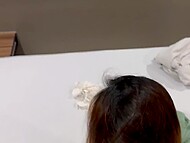 Asian gal Tatamira sucks a cock and hikes up her mini-skirt to get anally drilled in POV 8