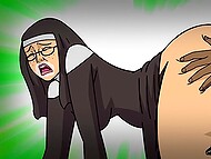 Animated Lebanese chick, a big-assed nun, and a slutty schoolteacher are all get fucked by BBCs 8