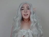 Platinum blonde elf Millie Millz plugs all her holes to pleasure her master 6