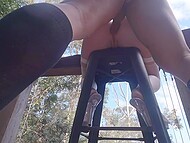 Shameless blonde SecretCrush gags on the cock and takes it into her anus on the balcony for the neighbors to hear 8