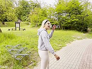 Paola Blaze's chance to earn some cash: accept a man's messy pleasure on her face in public 11