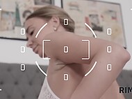 Winsome young girl poses in white lingerie and then pleases the photographer with ass-licking 4