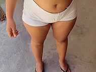 Horny man provides quick cash for his neighbor's Latina spouse for blowing him in the yard 6