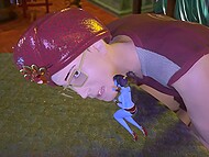 Busty girls gone wild in uncensored 3D cartoon when getting threesome pleasure with multiple dicks 8