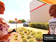 Elderly hooker pays a payday loan to a black guy with oral sex for cash 4