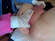 Two knky nurses almost fight for a patient's cock and ass in midst of medical care 5