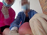 Two knky nurses almost fight for a patient's cock and ass in midst of medical care 6