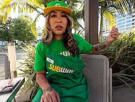 Tokyo Lynn's massive breasts are coated in cum of the world's biggest cock 8