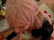 Kinky New Year elf Estie Kay receiving deep and hard anal drilling under the fir-tree 4