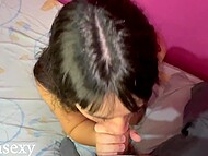 Buxom slut from Argentina Almasexy69 gets on the knees to gag on my boner 7