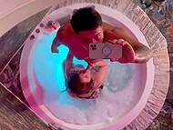 Hot sex in a jacuzzi with a buxom Chilean redhead Katejenn after work 10