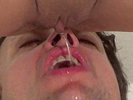 Nude lesbians indulge in a stream of golden showers and piss-drinking in the bathroom 9