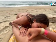 Cxlila Myers filmed in action with her lover Alex Knova on a crowded nudist beach 11