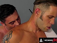 Student and teacher, Lance Hart and Wolf Hudson, indulge in a steamy bisexual threesome, unleashing forbidden passion 9