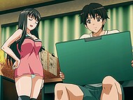 Euonne's curves and cleavage exposed as she sketches on paper, cock buried deep inside her cunt 4