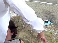 My friend's Italian girlfriend turned to be a real harlot who cheats on him with me in the park 11