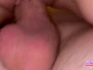 SkinLovers swallowed the whole dick and then took it deep into pussy till creampie  10