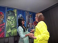 Perverted granny with saggy tits convinces her grand-daughter's Latina roommate to have lesbian sex