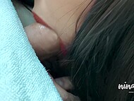 Ninacola eagerly swallows every last drop of cum after blowing her man for close-up video 4