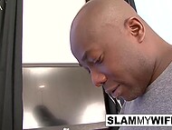 Beautiful slutty wife receives anal entry with a black dick as her cuckold husband stands by 5