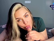 Stepsister skillfully uses stepbrother's penis to perform fellatio, POV 9