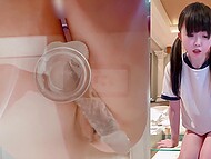 Asian sweetie BabyYurin exercises her pussy for penis with using a dildo first 5