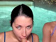 Tiffany Watson and Alex Coal go wild when they see a cock in the pool in Vegas 11