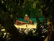 Latina wife Carmen Luvana brings a hot babe to her place for her and her husband to have a FFM threesome with 5