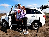 Girlfriend watched and filmed Polysweet fucking her boyfriend with a strap-on outdoors 6
