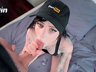 Pretty girl Pinkloving receives a mouthful of cum three times in a raw in one prolonged blowjob 10