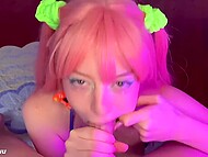 Bambi Bluu's rushed POV blowjob to her cuckold husband, husky voice murmuring vulgarities 9