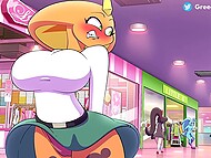 Cartoon babes with huge breasts taking fat dicks into their twats and assholes 5