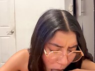Cute Latina with glasses AndyHornyy gives an erotic massage with a happy ending, creampie 6