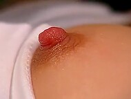 Leggy dark-haired woman sporting a bald pussy receives anonymous penetration from a masked midget 5