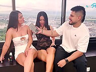 Curious guy Crispasquel watches and learns how to suck a clitoris from Manuela Munoz and Karol Rosado 5