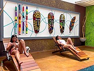 Kinky and horny Latina Lina Henao masturbates and squirts on a public pool while other girls are getting tanned 6