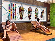 Kinky and horny Latina Lina Henao masturbates and squirts on a public pool while other girls are getting tanned 8