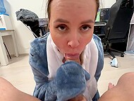Kinky MILF Russian Mommy doesn't take off her plush pajamas when giving head to her stepson David PussyFuck 11