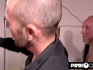 Lucs Ferrero and a crowd of his friends give Sara Bell her debut gangbang 11