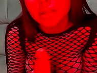 Lecherous babe Lunaalessandra in fishnet top wants you to cum on her big naked breasts 4