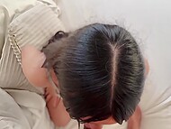 Shawty lanna makes her stepbrother cum on her cute face and in her mouth when blowing his cock 5