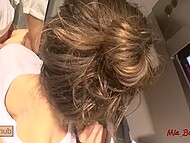 Mia Bandini's bold blowjob session on cam in the public fitting room 10